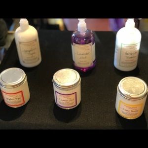 Lemon parsley candles, lavender candles, etc